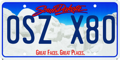 SD license plate 0SZX80