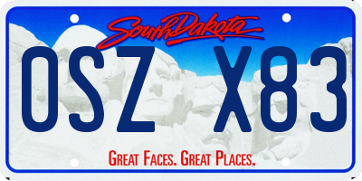 SD license plate 0SZX83
