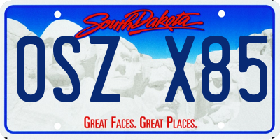 SD license plate 0SZX85