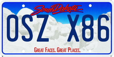 SD license plate 0SZX86