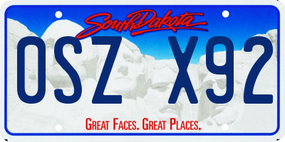 SD license plate 0SZX92
