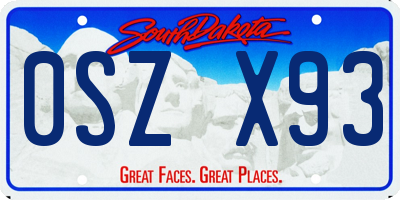 SD license plate 0SZX93