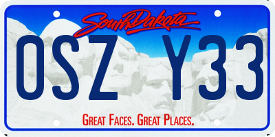 SD license plate 0SZY33
