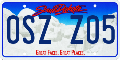 SD license plate 0SZZ05