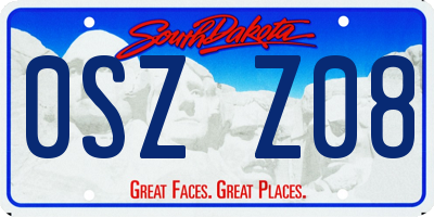 SD license plate 0SZZ08