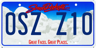 SD license plate 0SZZ10
