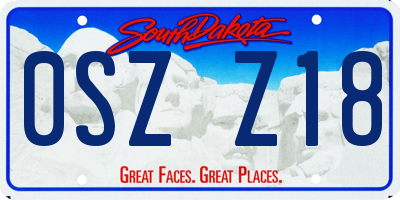 SD license plate 0SZZ18