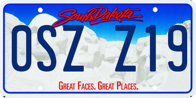 SD license plate 0SZZ19