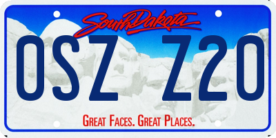 SD license plate 0SZZ20