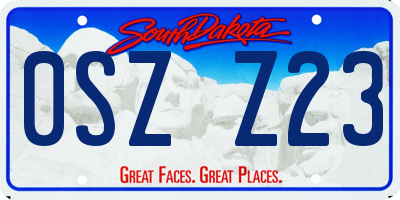 SD license plate 0SZZ23