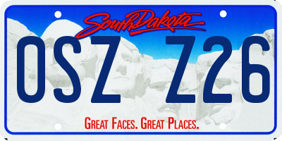 SD license plate 0SZZ26