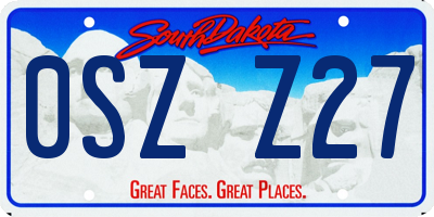 SD license plate 0SZZ27
