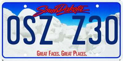 SD license plate 0SZZ30