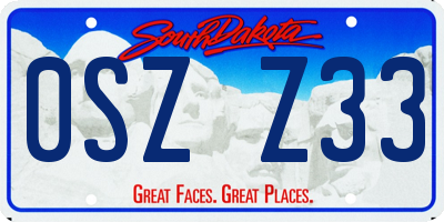 SD license plate 0SZZ33