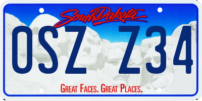 SD license plate 0SZZ34