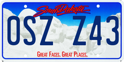 SD license plate 0SZZ43