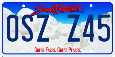 SD license plate 0SZZ45