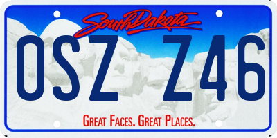 SD license plate 0SZZ46