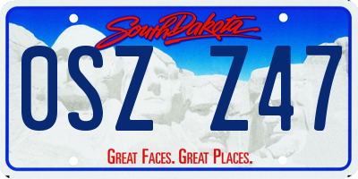 SD license plate 0SZZ47