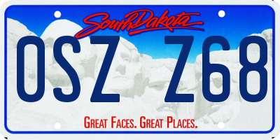 SD license plate 0SZZ68