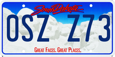 SD license plate 0SZZ73