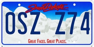 SD license plate 0SZZ74