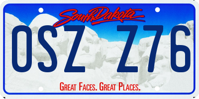 SD license plate 0SZZ76