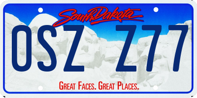 SD license plate 0SZZ77