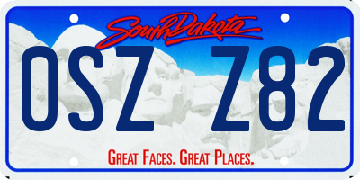 SD license plate 0SZZ82