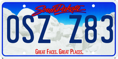 SD license plate 0SZZ83