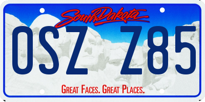 SD license plate 0SZZ85