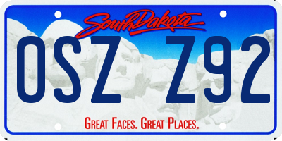 SD license plate 0SZZ92