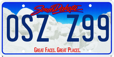 SD license plate 0SZZ99