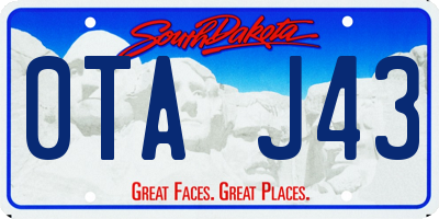 SD license plate 0TAJ43