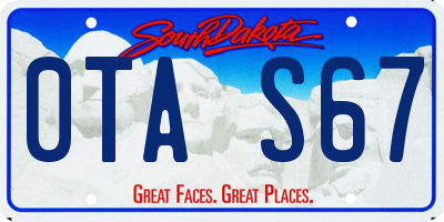 SD license plate 0TAS67