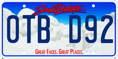 SD license plate 0TBD92