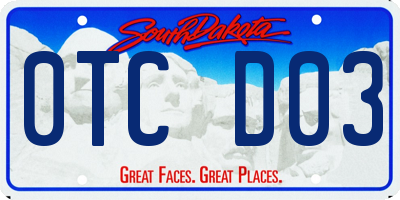 SD license plate 0TCD03