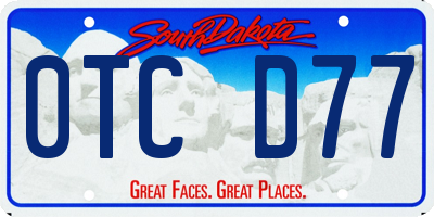 SD license plate 0TCD77