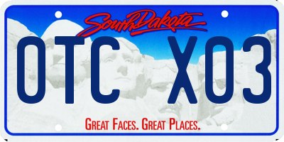 SD license plate 0TCX03