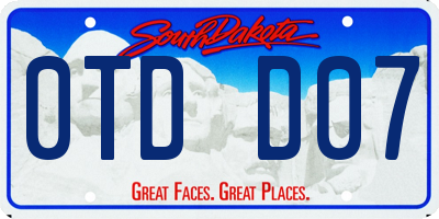 SD license plate 0TDD07