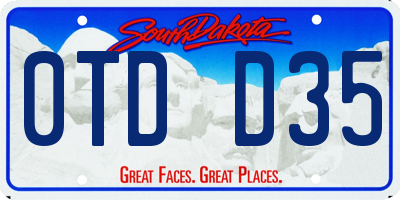SD license plate 0TDD35