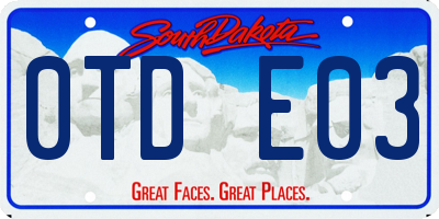 SD license plate 0TDE03