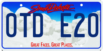 SD license plate 0TDE20