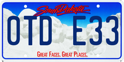 SD license plate 0TDE33