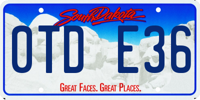 SD license plate 0TDE36