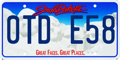 SD license plate 0TDE58