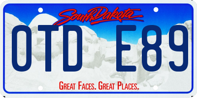 SD license plate 0TDE89
