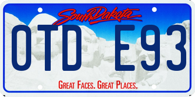 SD license plate 0TDE93
