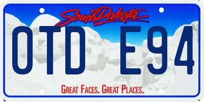 SD license plate 0TDE94