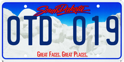 SD license plate 0TDO19